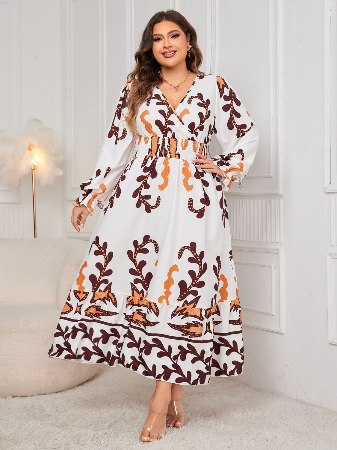 Robe à volants et surplis imprimée grande taille Honey