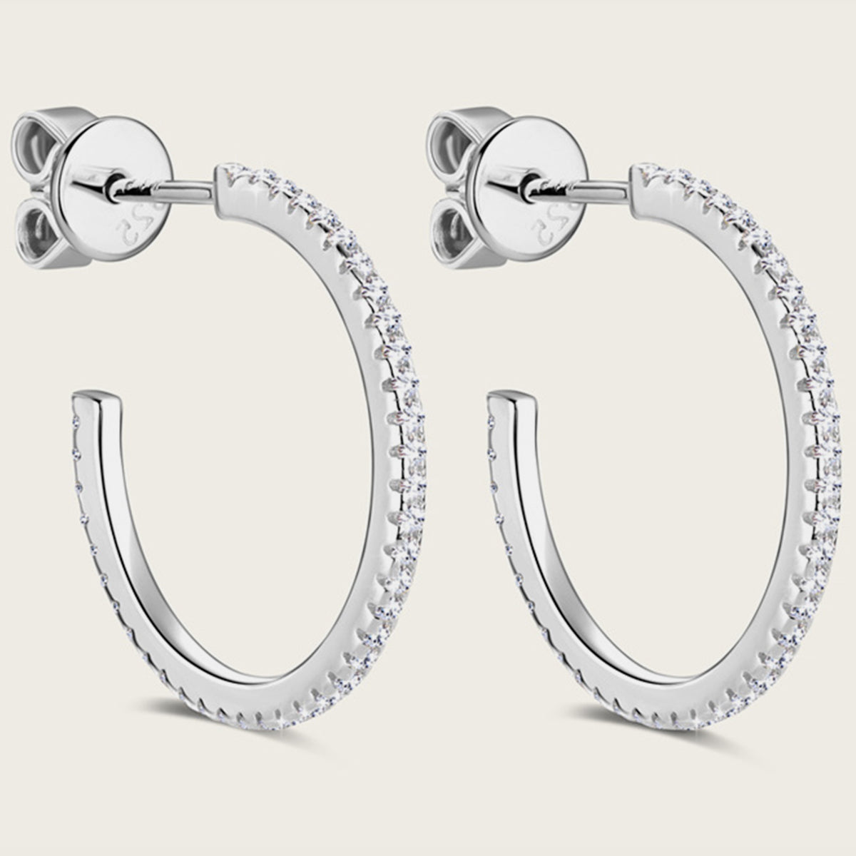 Boucles d'oreilles créoles en argent sterling 925 avec moissanite incrustée