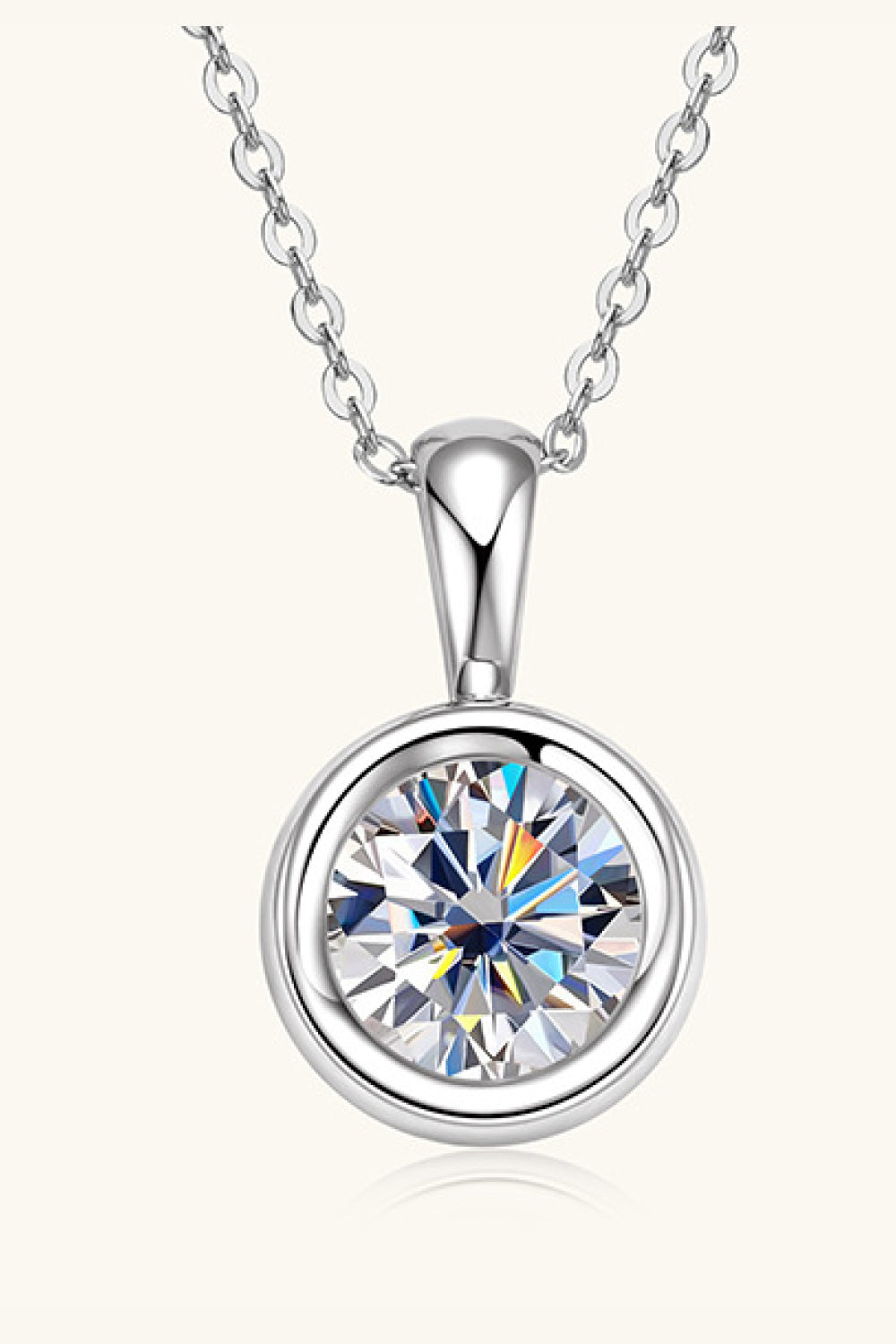 Collier en argent sterling 925 avec moissanite de 2 carats