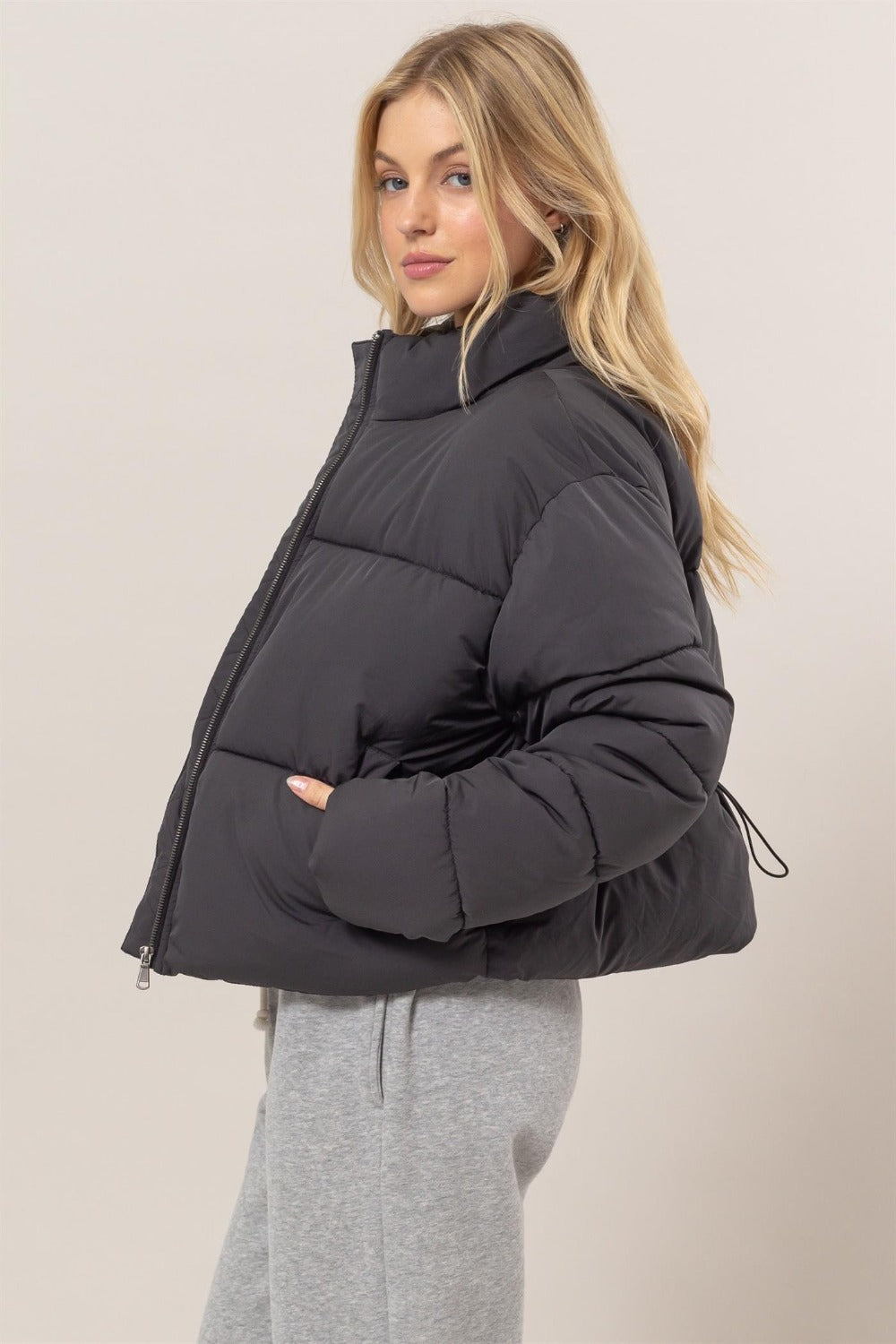 HYFVE Quilted Back Drawstring Puffer Jacket