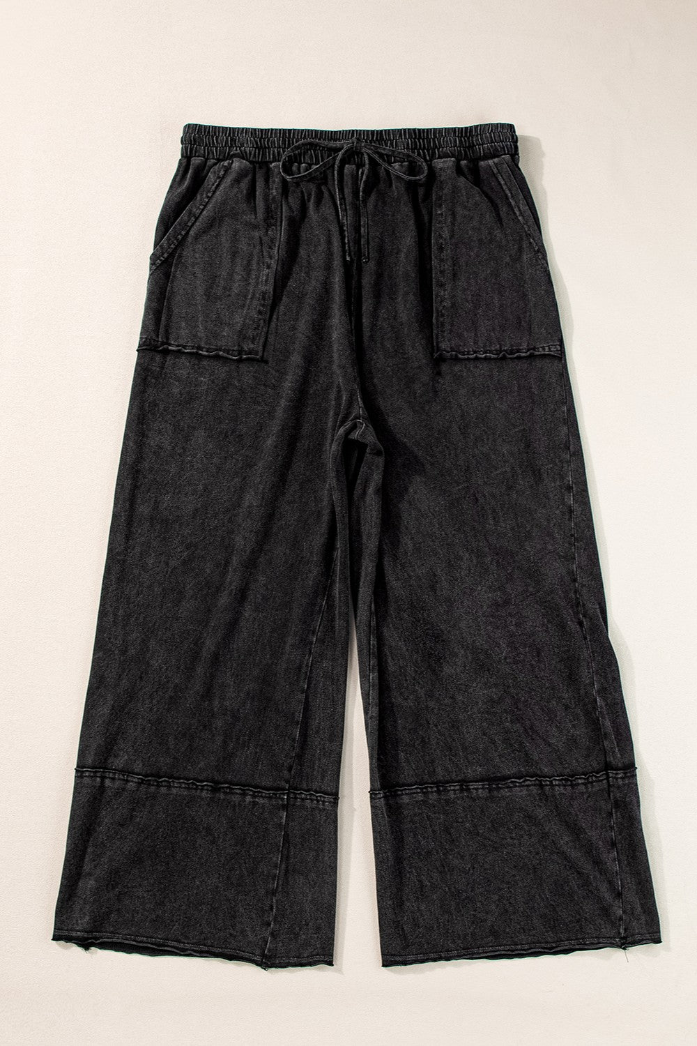 Pantalon large à cordon de serrage grande taille