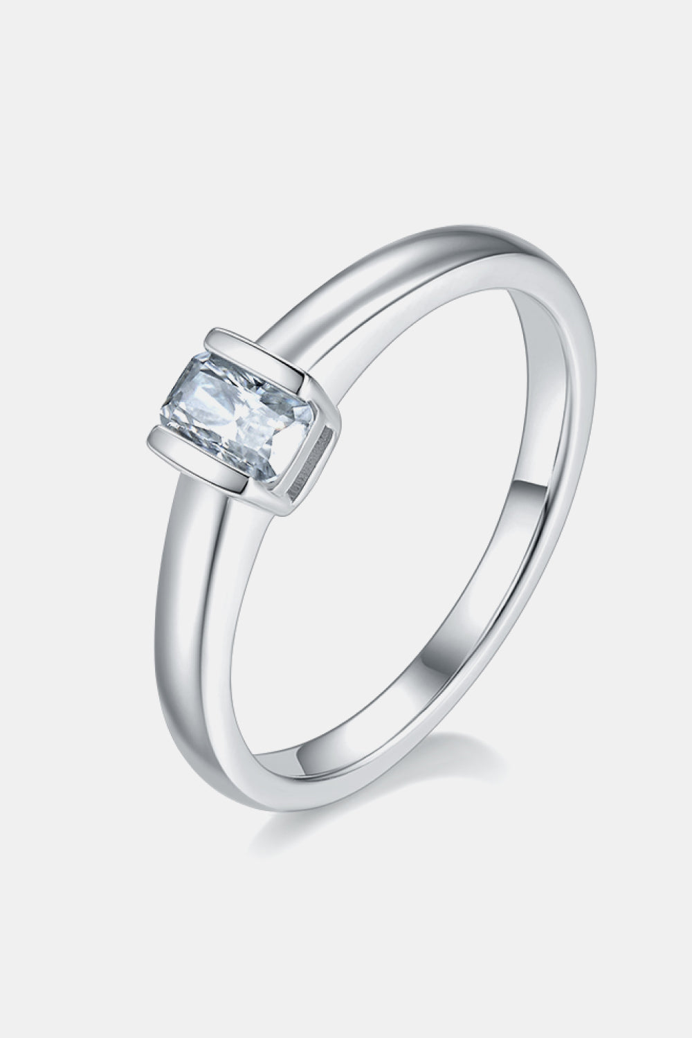 Bague solitaire en argent sterling 925 avec moissanite