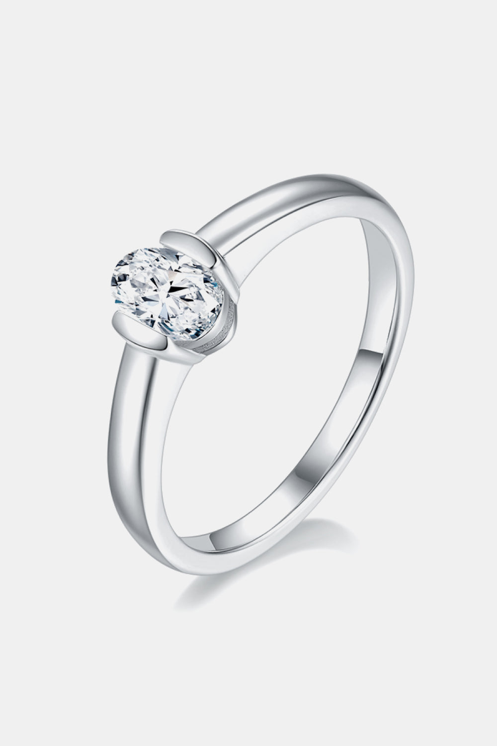 Bague solitaire en argent sterling 925 avec moissanite