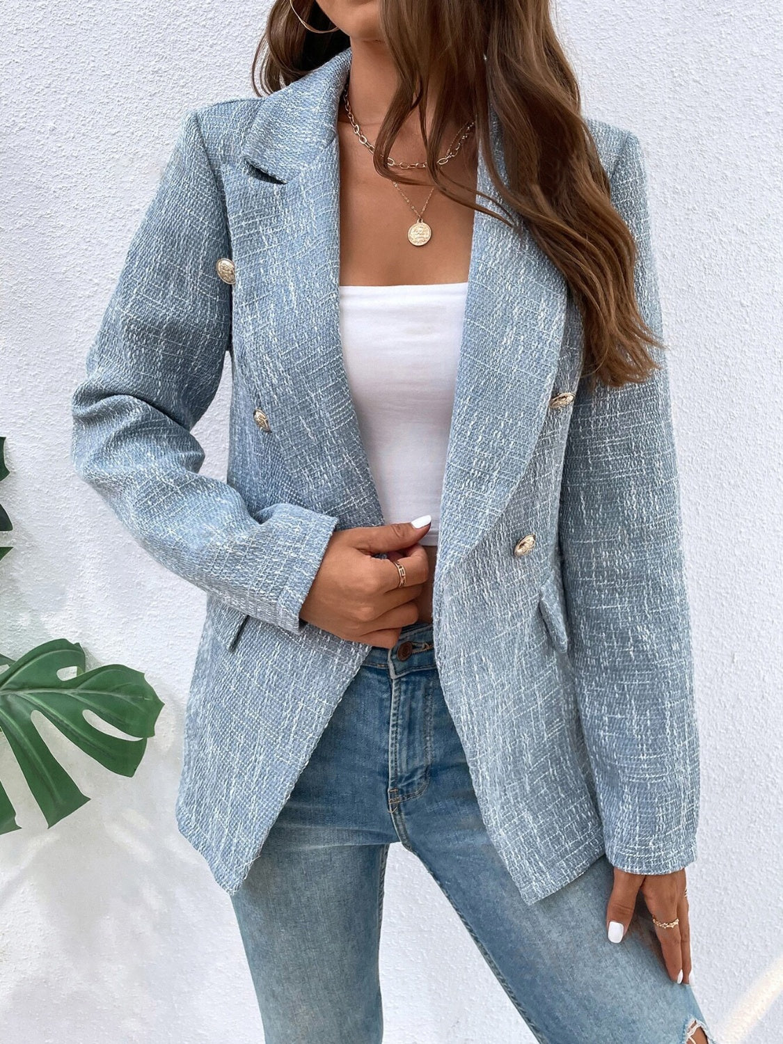 Blazer à manches longues avec col à revers et poches