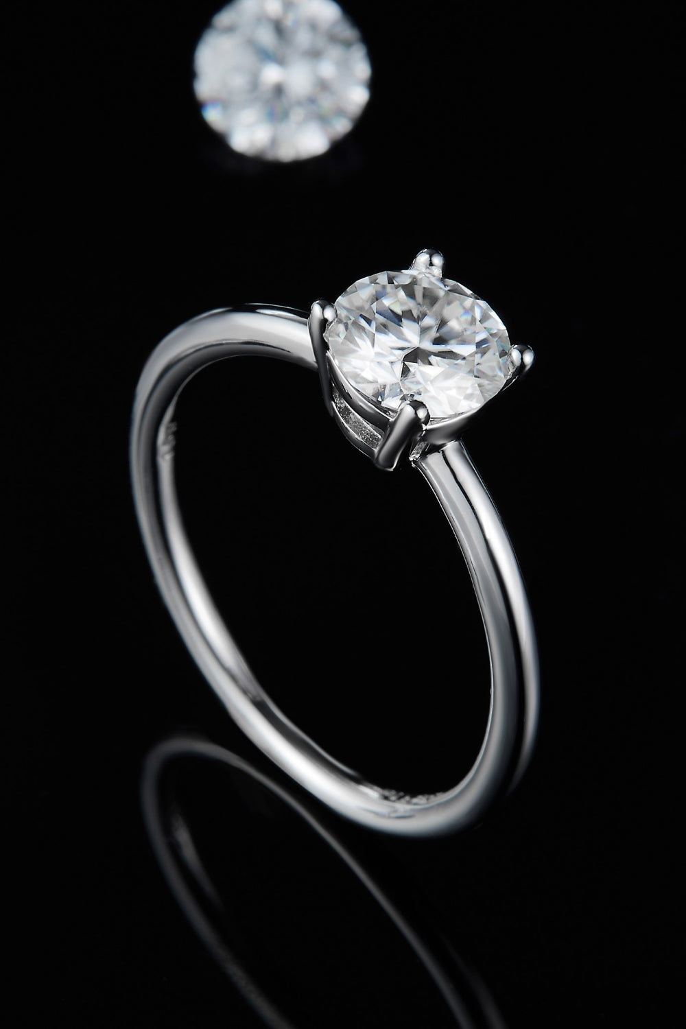 Bague solitaire en argent sterling 925 avec moissanite de 1 carat