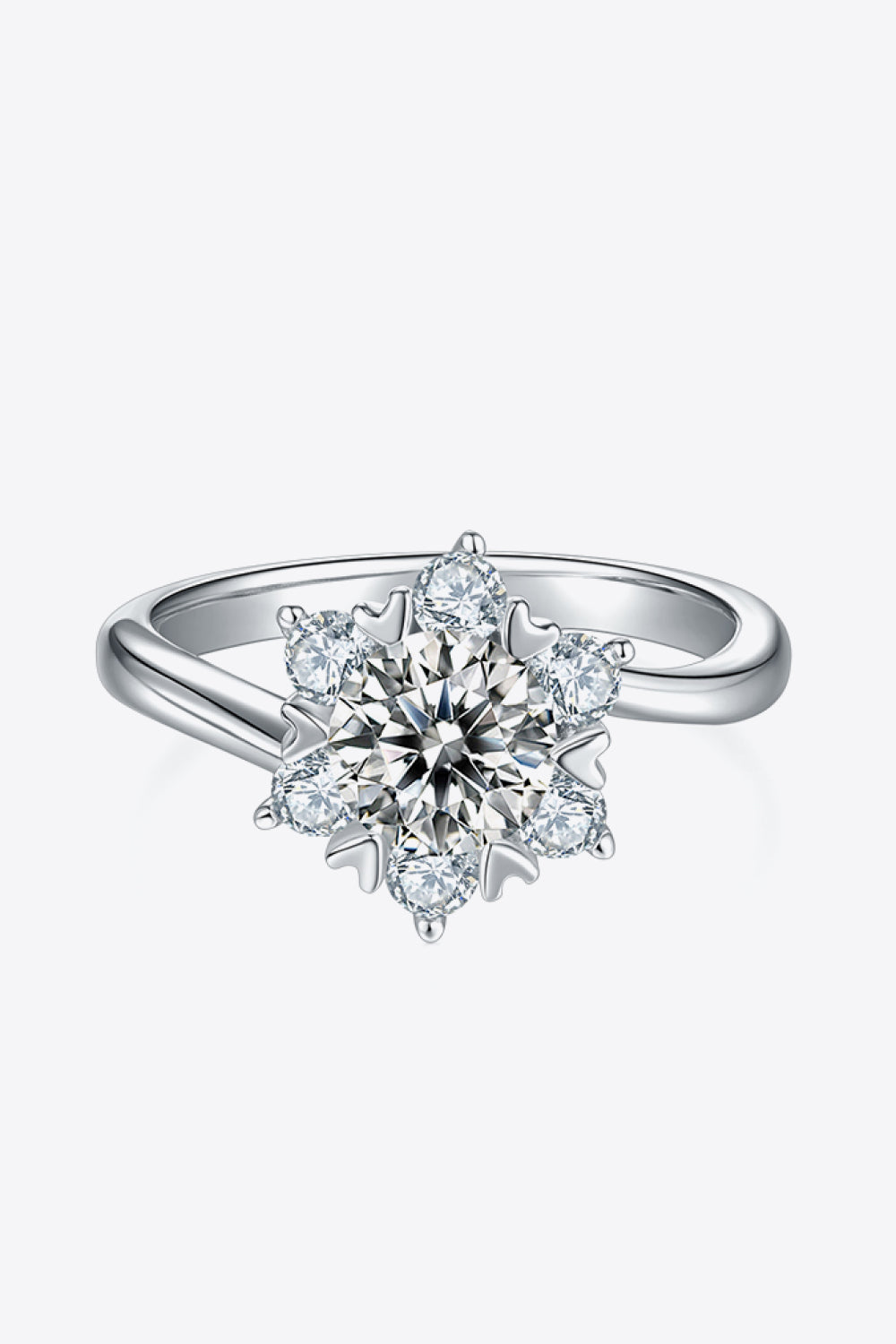 Bague en argent sterling 925 avec moissanite de 1 carat adorée