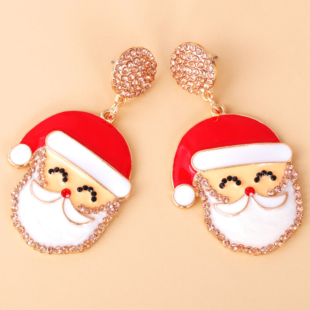 Boucles d'oreilles Père Noël en alliage strass