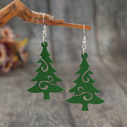 Boucles d'oreilles en bois pour sapin de Noël