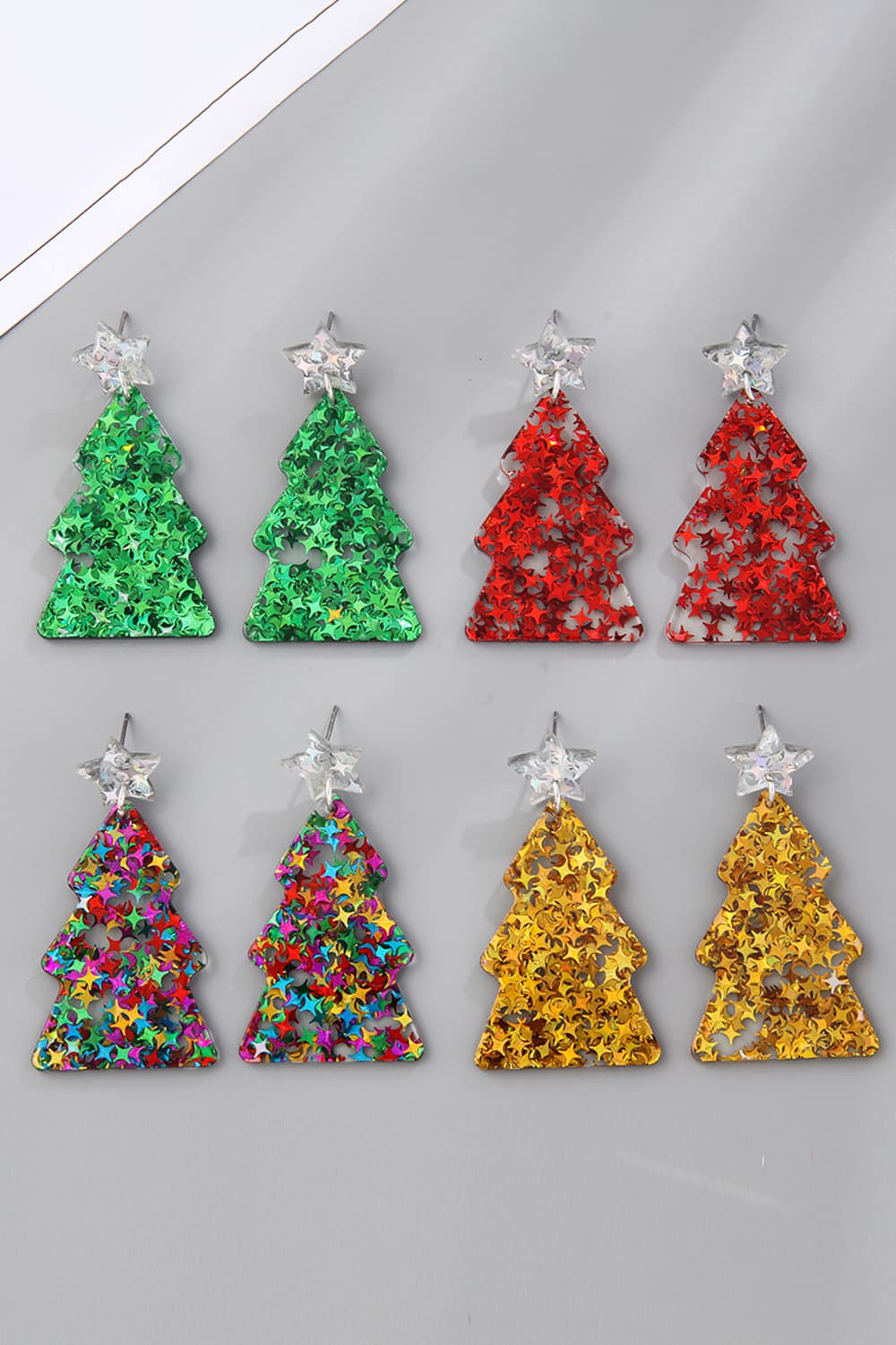 Boucles d'oreilles en acrylique en forme de sapin de Noël