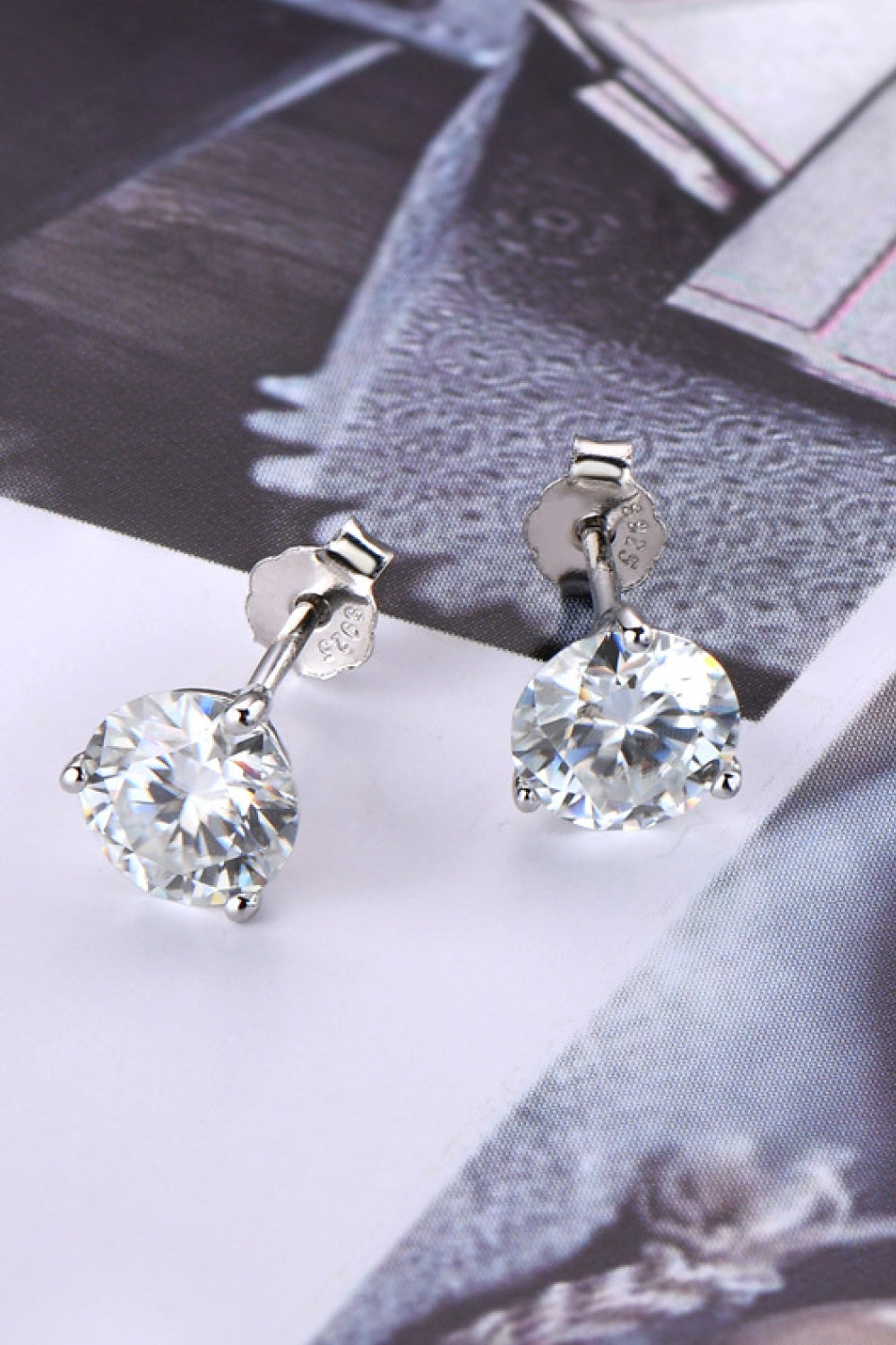 Boucles d'oreilles à tige en argent sterling 925 avec moissanite de 2 carats