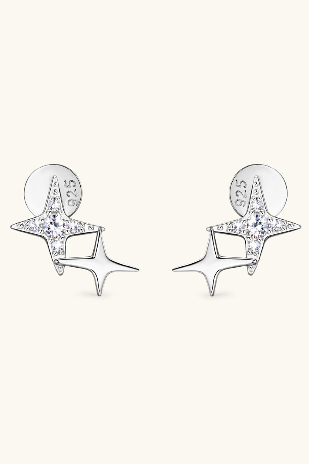 Boucles d'oreilles en forme d'étoile en argent sterling 925 et moissanite