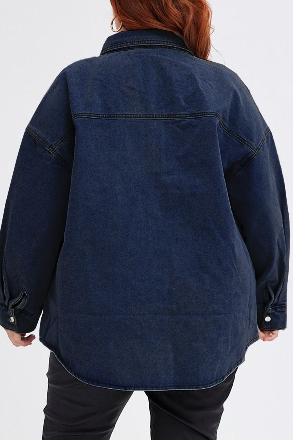 Veste en jean à poches pressionnées grande taille