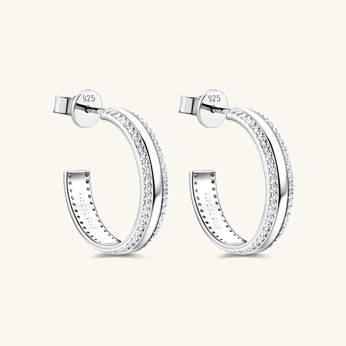 Boucles d'oreilles créoles en argent sterling 925 avec moissanite incrustée