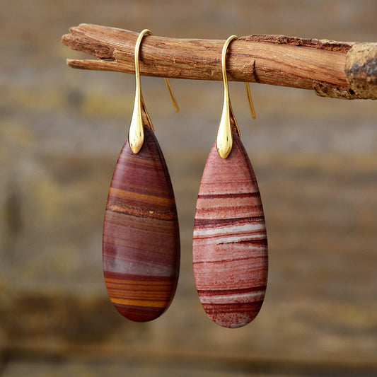 Boucles d'oreilles en pierre naturelle en forme de goutte d'eau