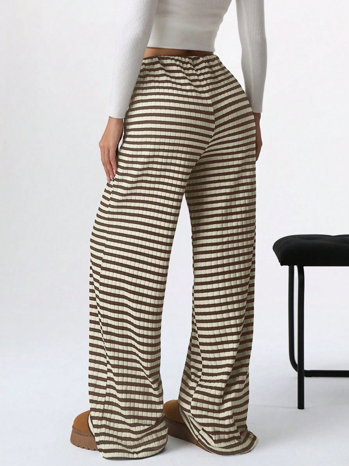 Tied Striped Wide Leg Pants