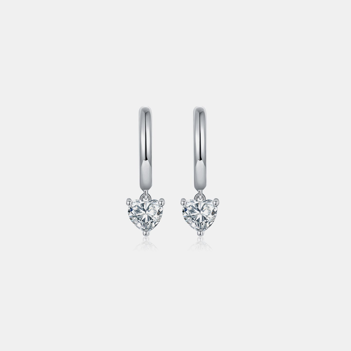 Boucles d'oreilles en forme de cœur en argent sterling 925 avec moissanite de 1 carat