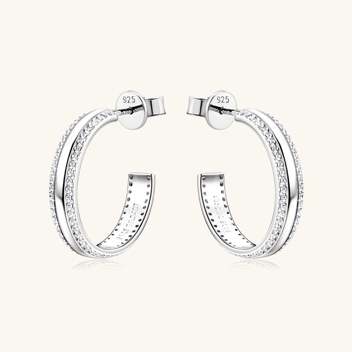 Boucles d'oreilles créoles en argent sterling 925 avec moissanite incrustée