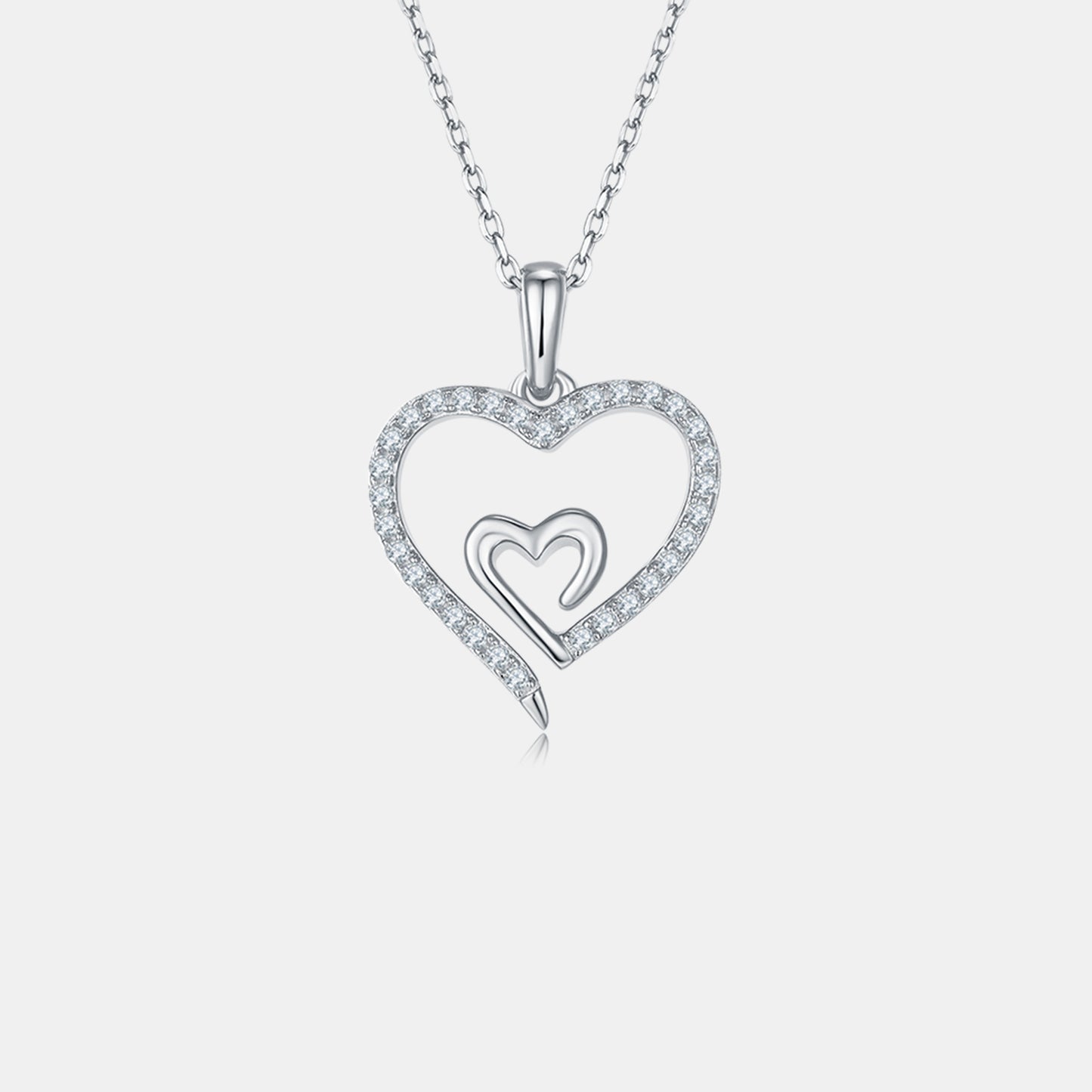 Collier pendentif coeur en argent sterling 925 et moissanite