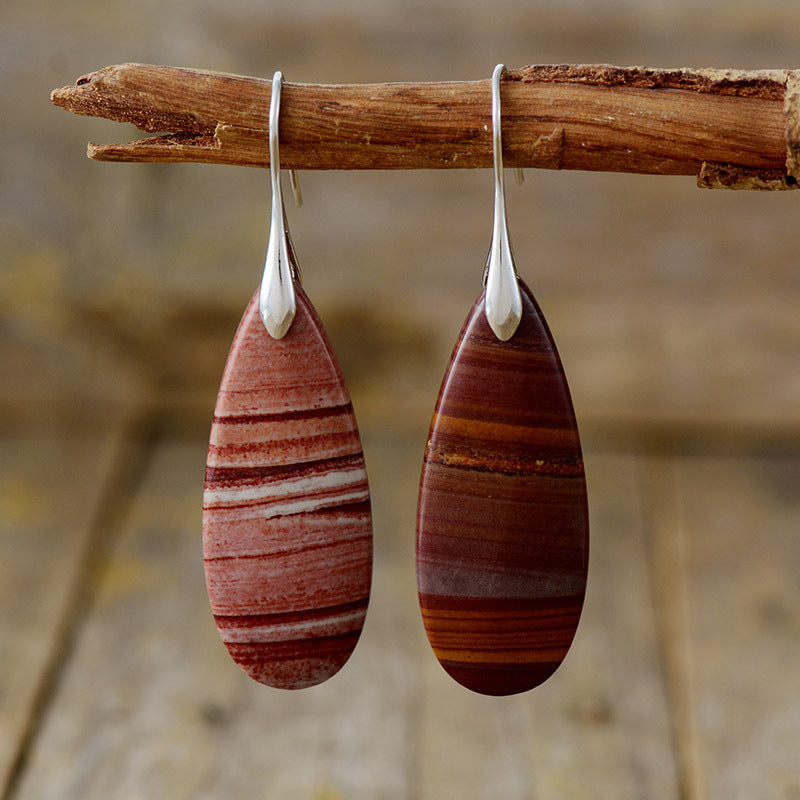 Boucles d'oreilles en pierre naturelle en forme de goutte d'eau