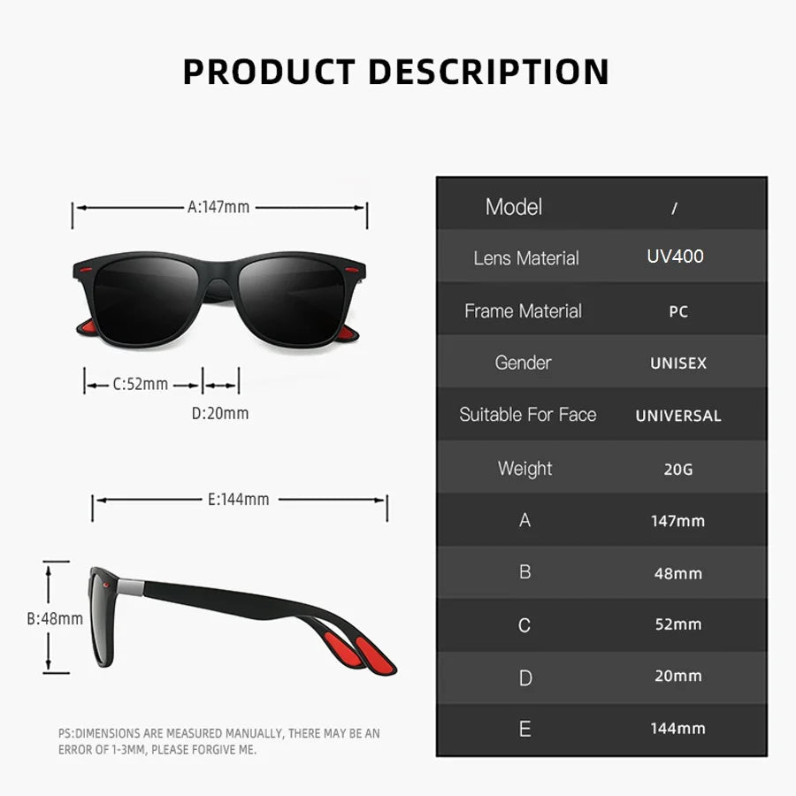 Fashion Vintage Square Unisex Driving Fishing Sunglasses Men Women