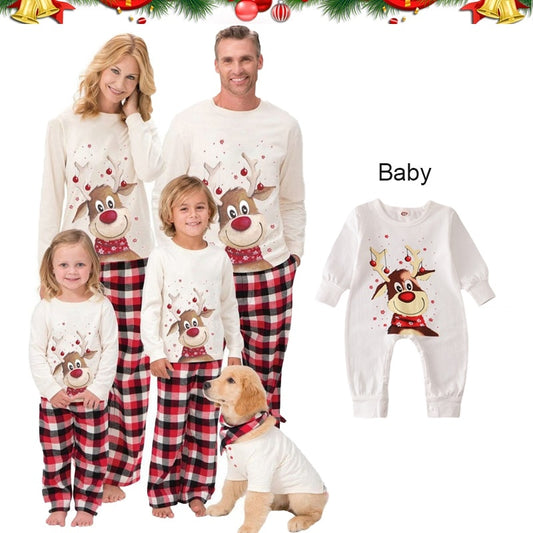 Ensemble de pyjamas assortis pour la famille de Noël, mignon cerf, adulte, enfant, bébé, famille