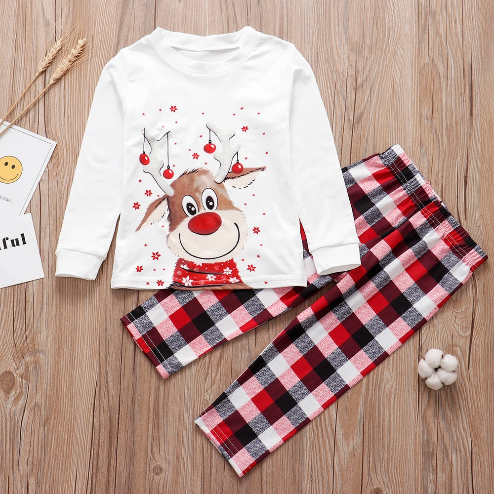 Ensemble de pyjamas assortis pour la famille de Noël, mignon cerf, adulte, enfant, bébé, famille