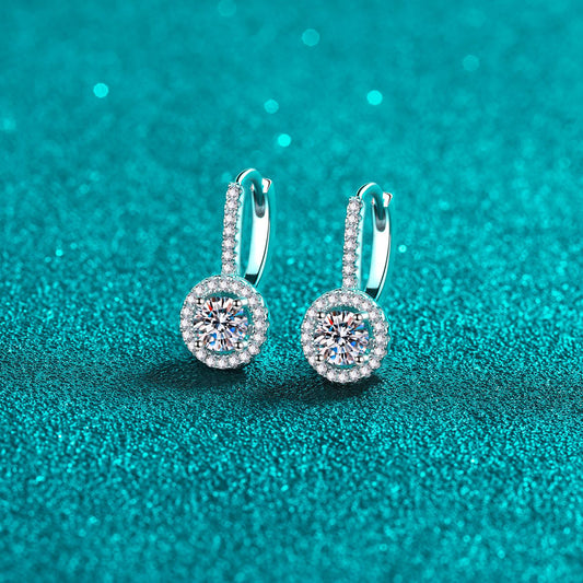 Boucles d'oreilles en argent sterling 925 avec moissanite de 1 carat