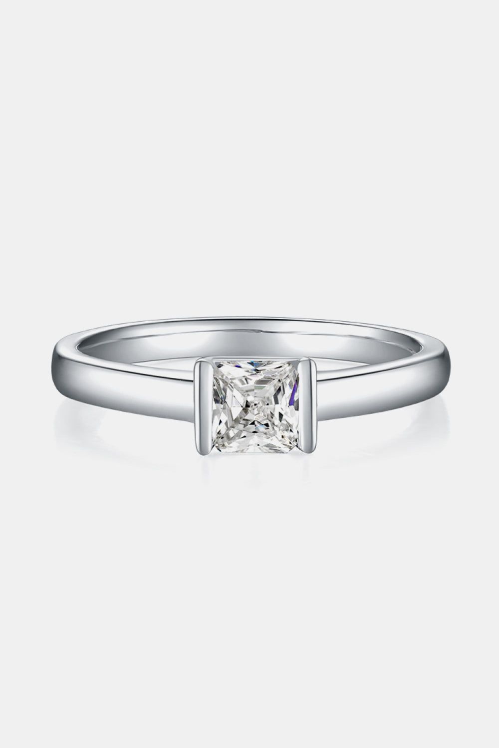 Bague solitaire en argent sterling 925 avec moissanite