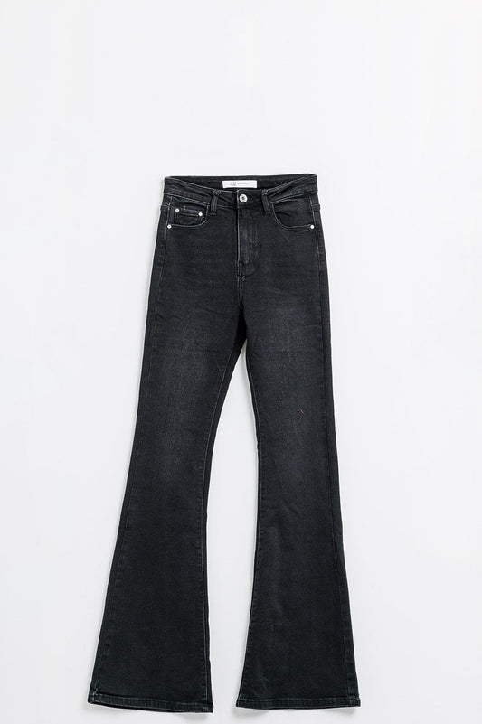 High Waisted Flare Jeans in Black