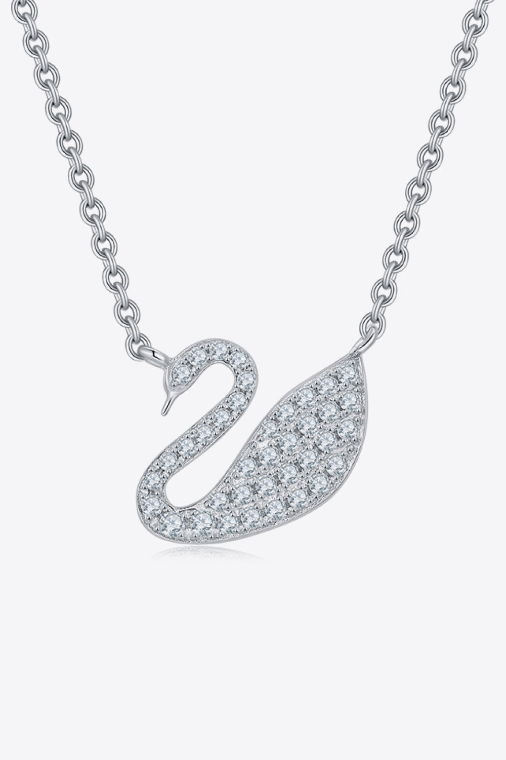 Collier en argent sterling 925 avec cygne et moissanite