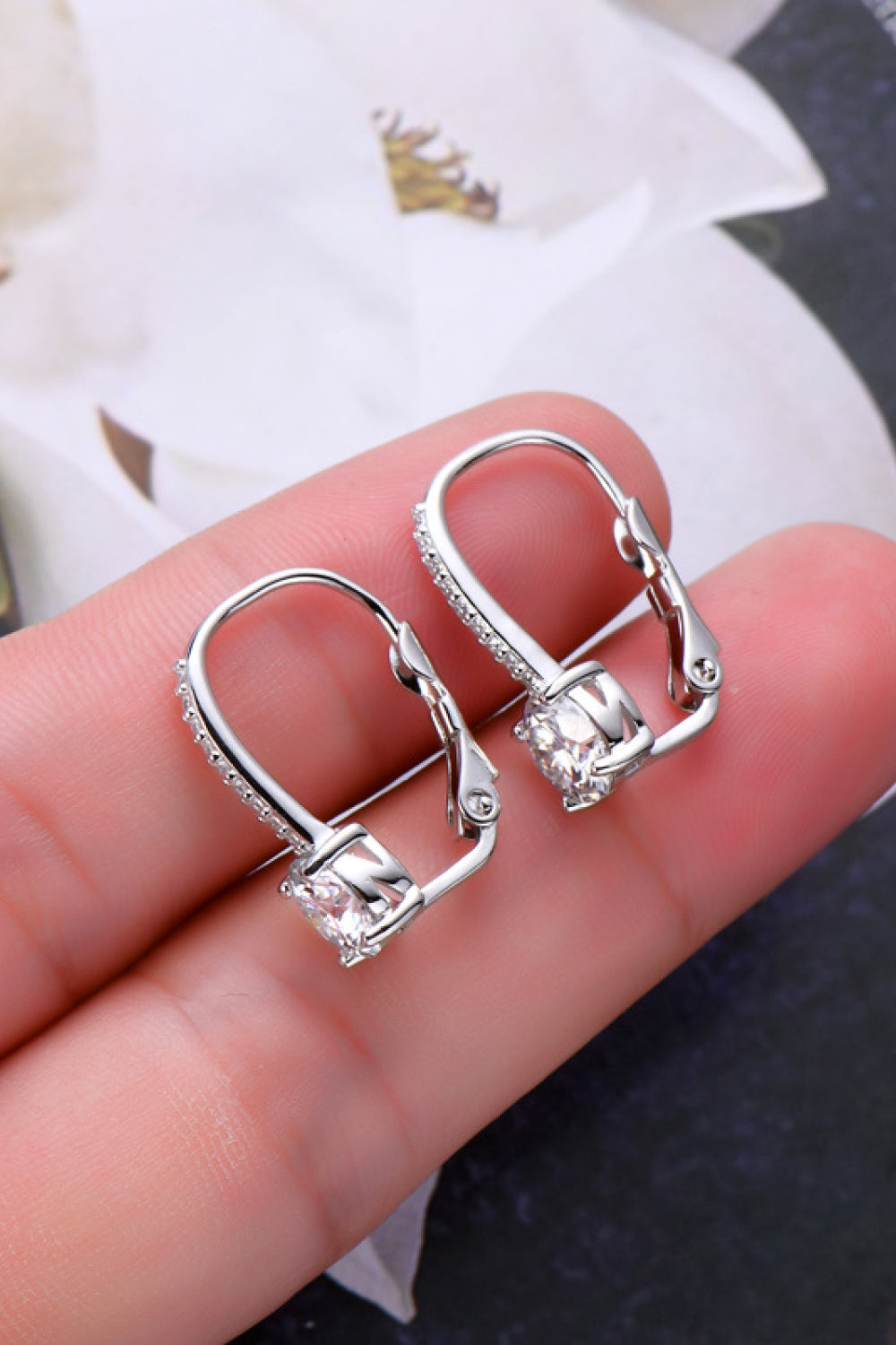 Boucles d'oreilles en argent sterling 925 avec moissanite de 2 carats