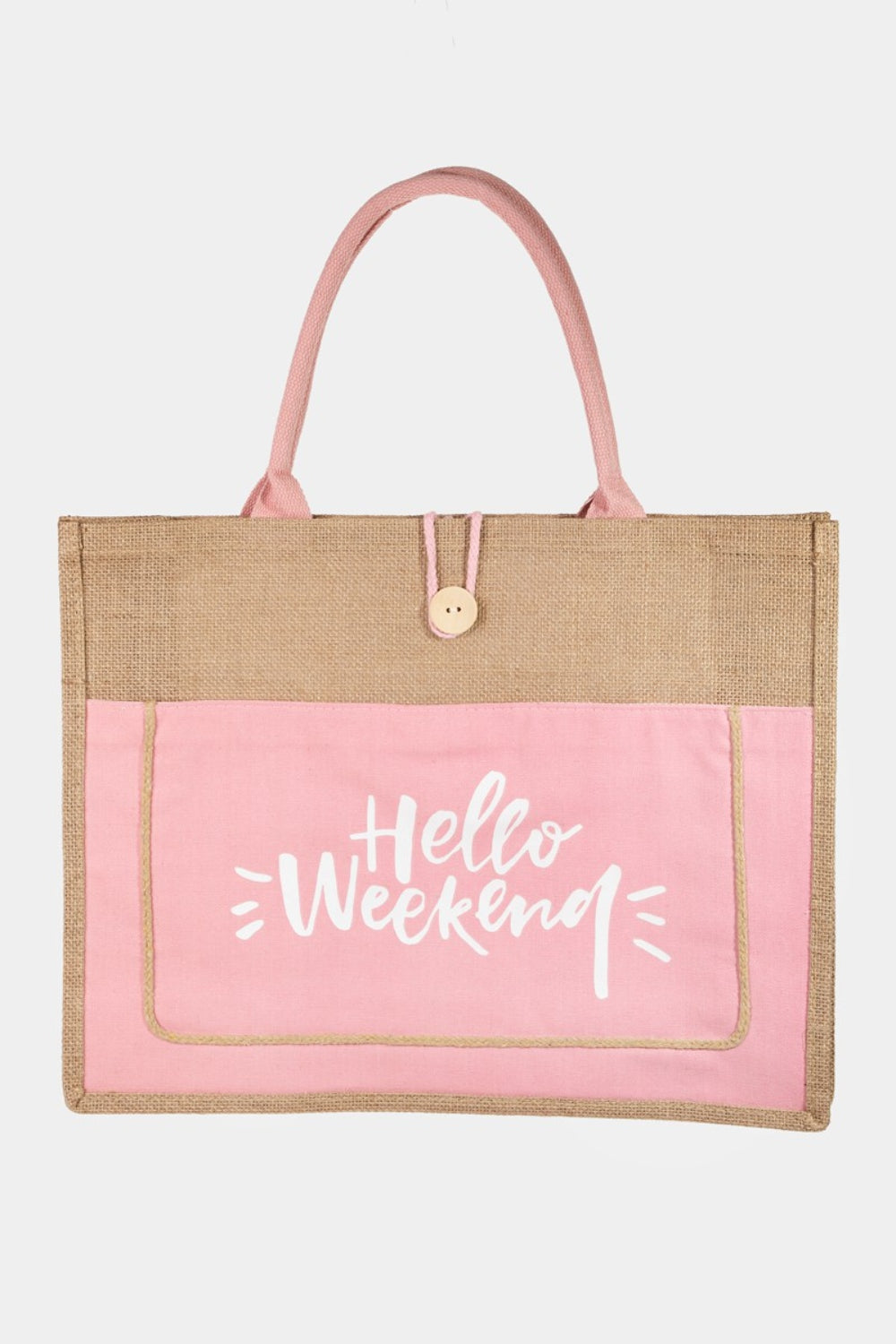 Sac fourre-tout en toile de jute Fame Hello Weekend