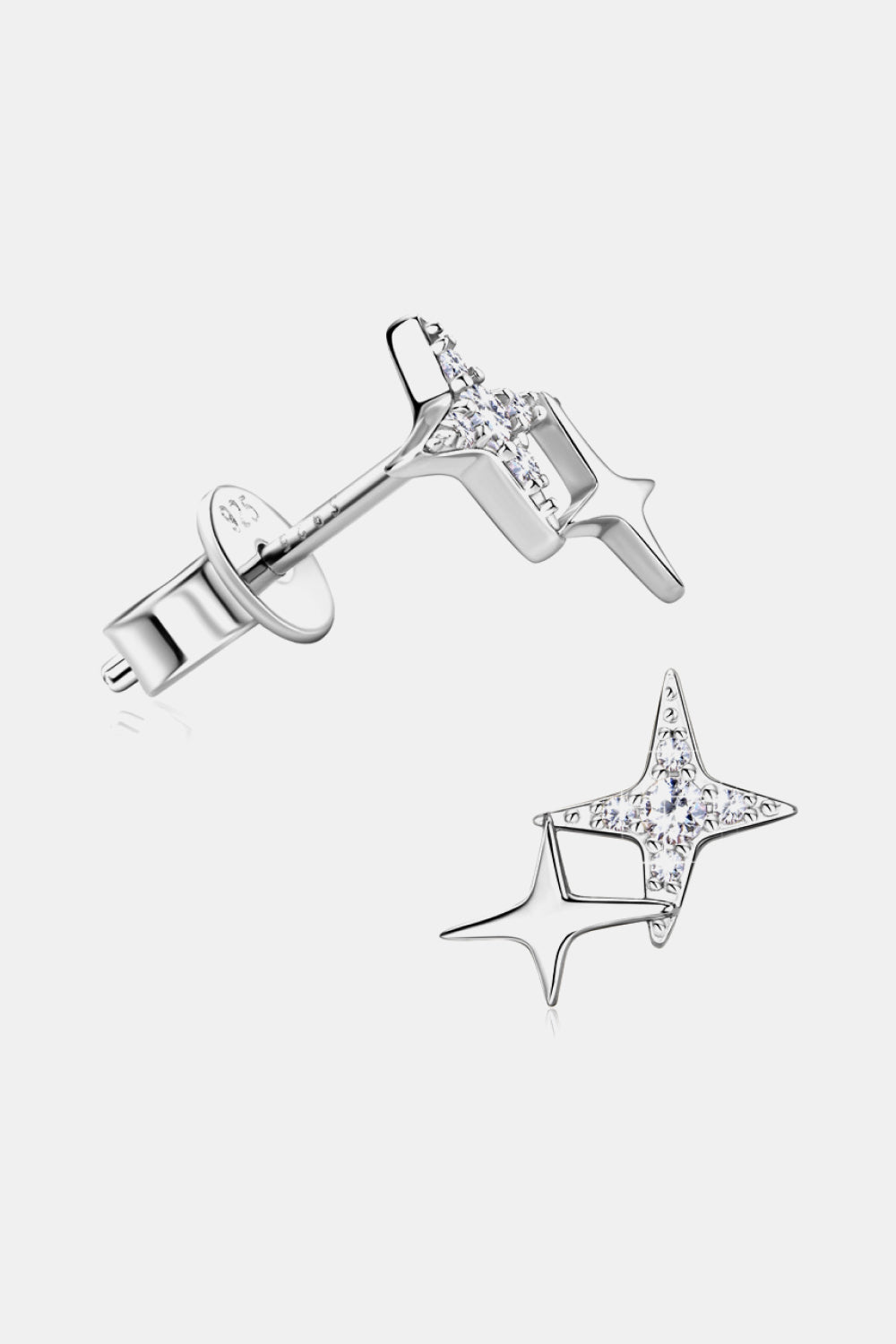 Boucles d'oreilles en forme d'étoile en argent sterling 925 et moissanite