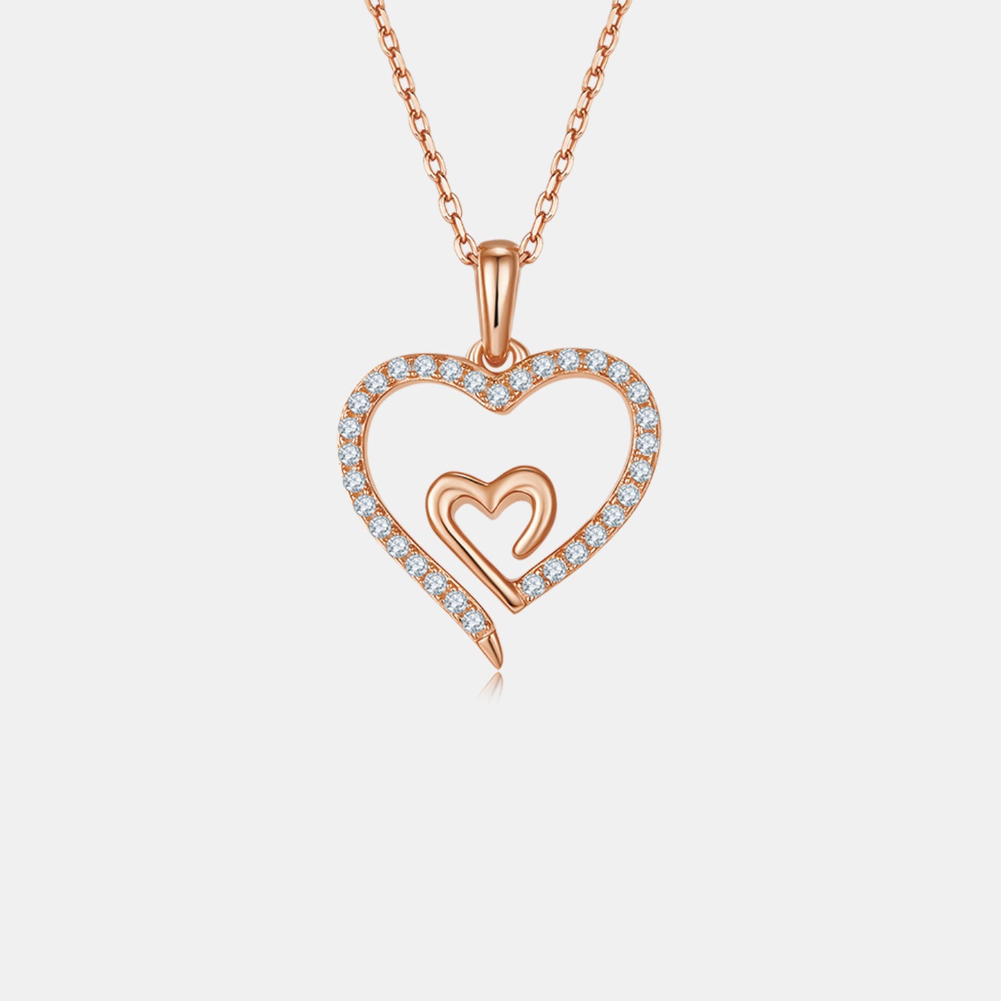 Collier pendentif coeur en argent sterling 925 et moissanite