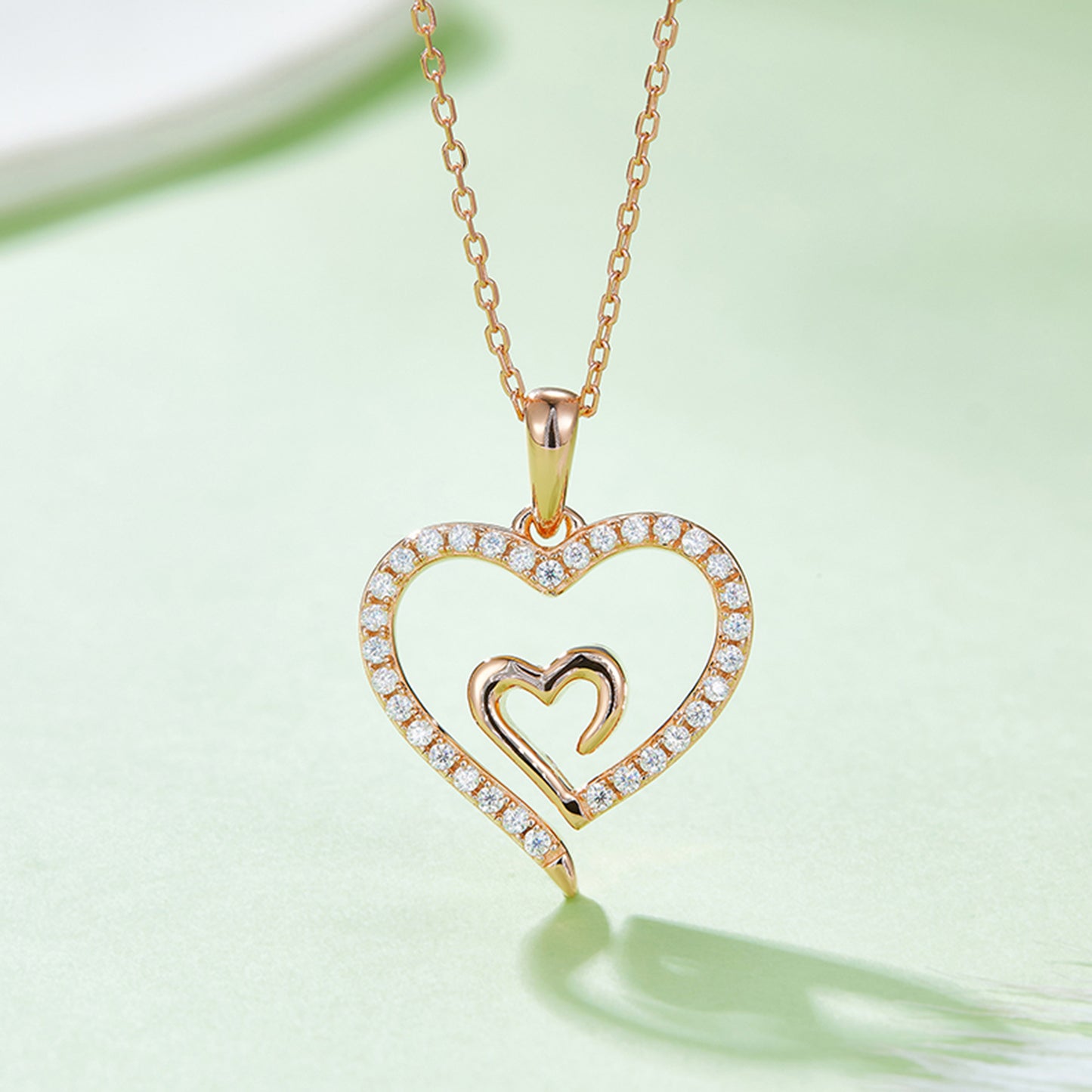 Collier pendentif coeur en argent sterling 925 et moissanite