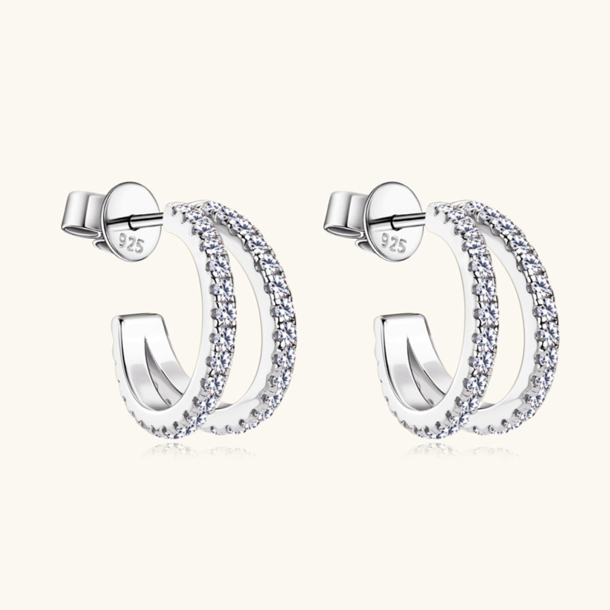 Boucles d'oreilles créoles en argent sterling 925 avec moissanite