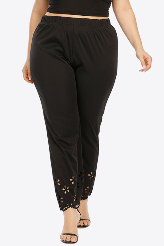 Pantalon taille élastique ajouré grande taille