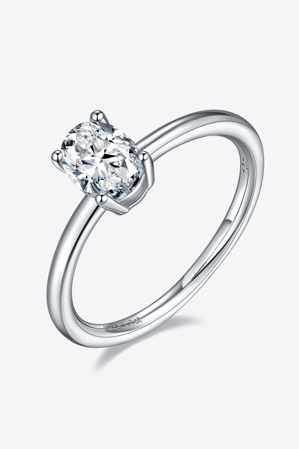 Bague solitaire en argent sterling 925 avec moissanite de 1 carat