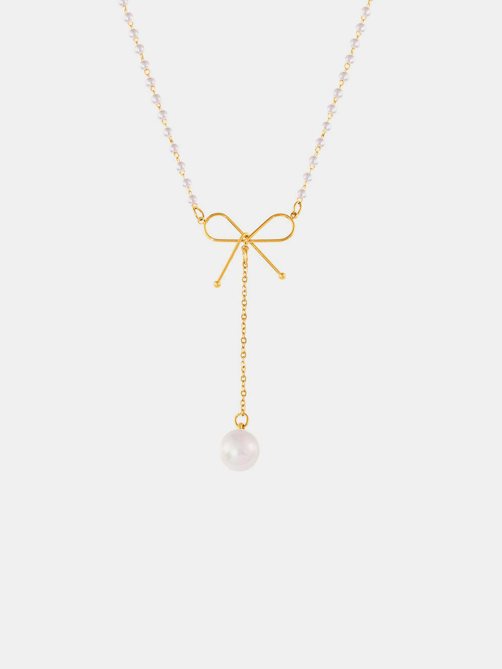 Collier avec pendentif en forme de nœud en acier inoxydable et perles