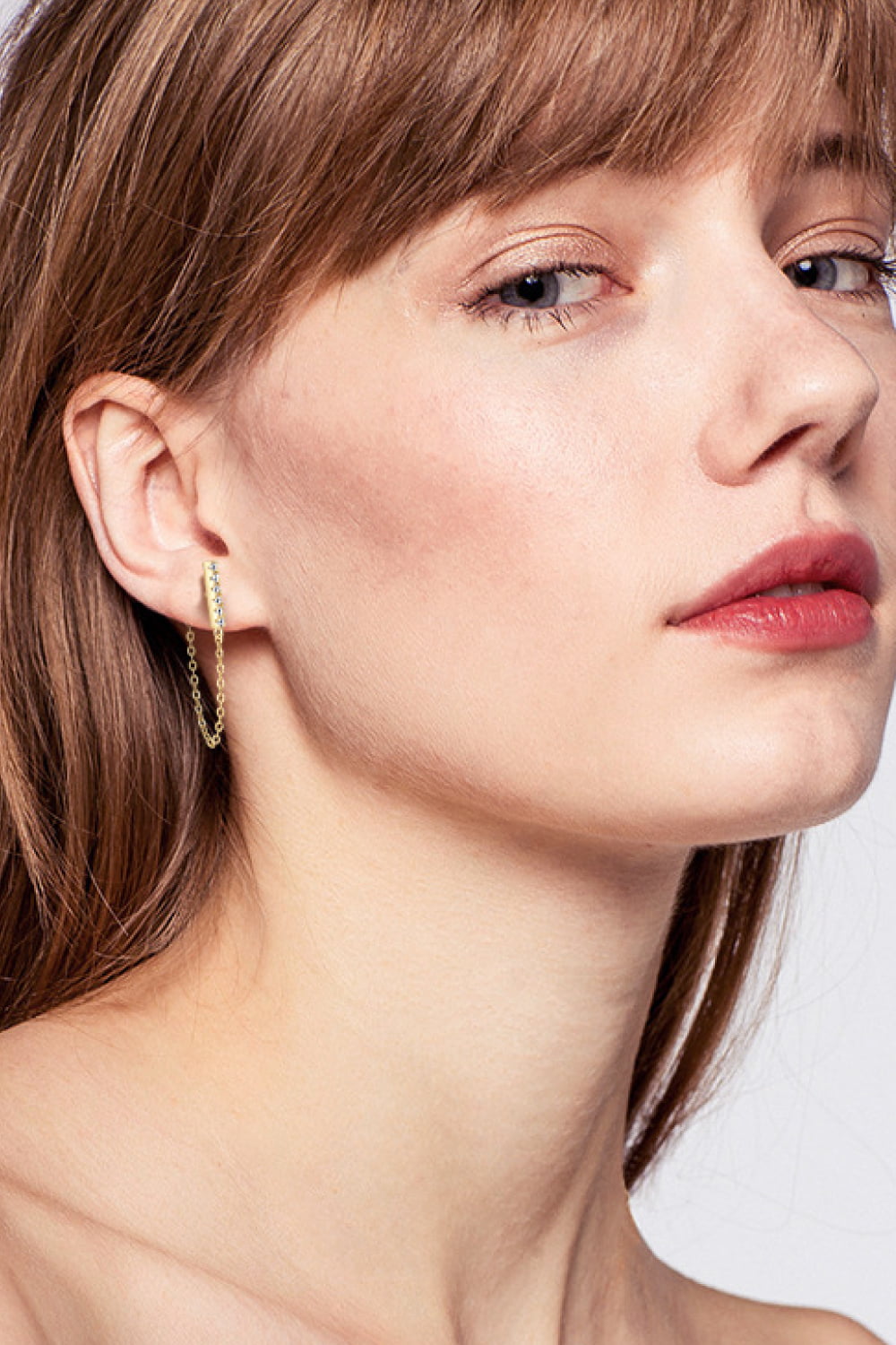 Boucles d'oreilles connectées en argent sterling 925 et moissanite