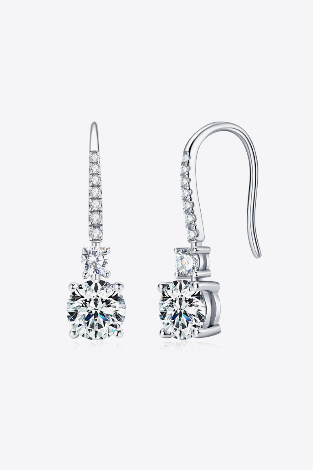 Boucles d'oreilles pendantes en argent sterling 925 avec moissanite de 2 carats