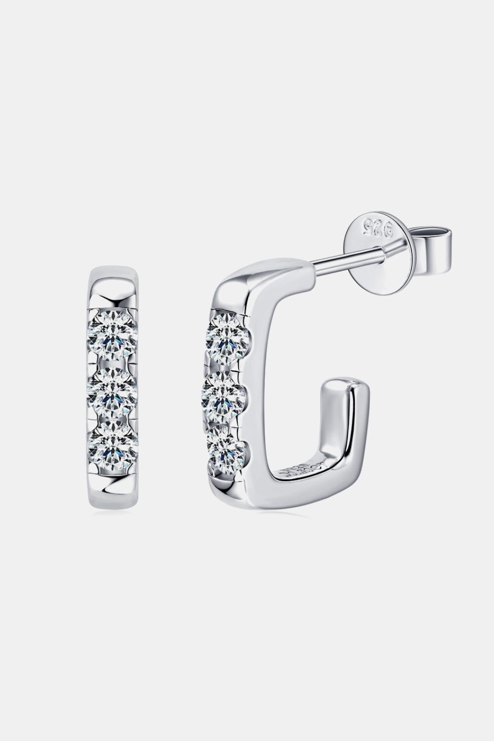 Boucles d'oreilles créoles géométriques en argent sterling 925 et moissanite