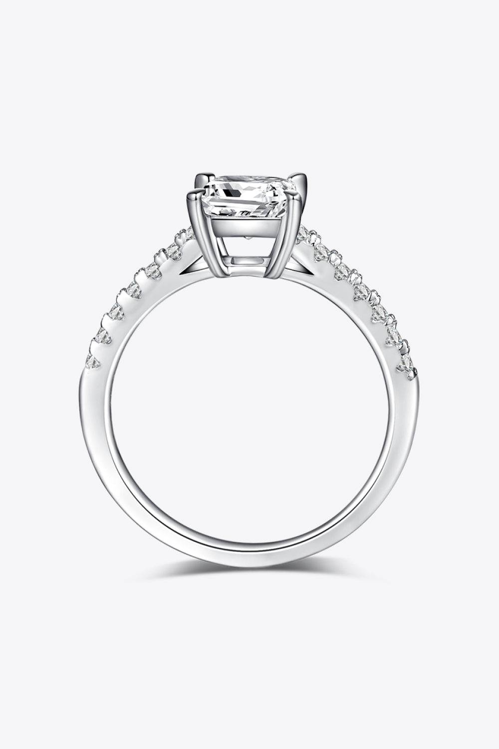 Bague en argent sterling 925 avec pierre latérale en moissanite de 1,21 carat