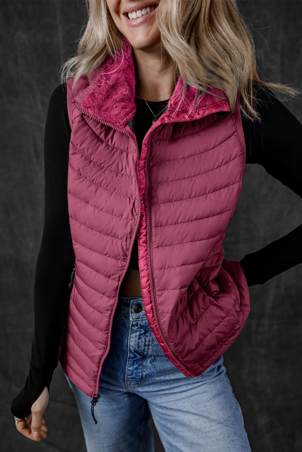 Gilet zippé à poches