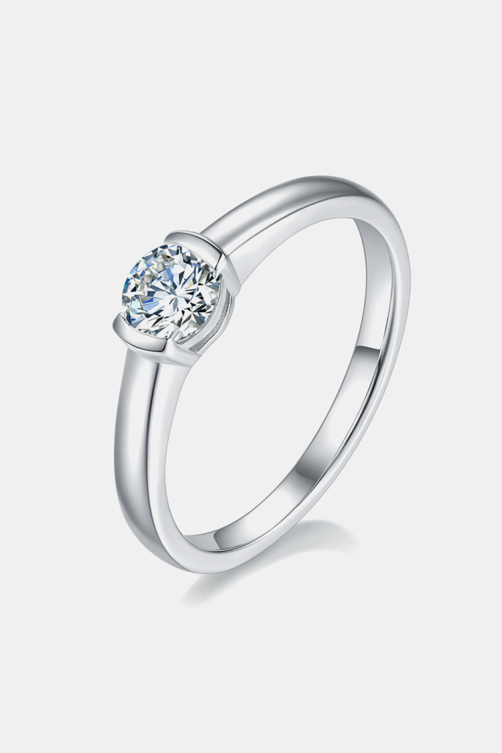 Bague solitaire en argent sterling 925 avec moissanite