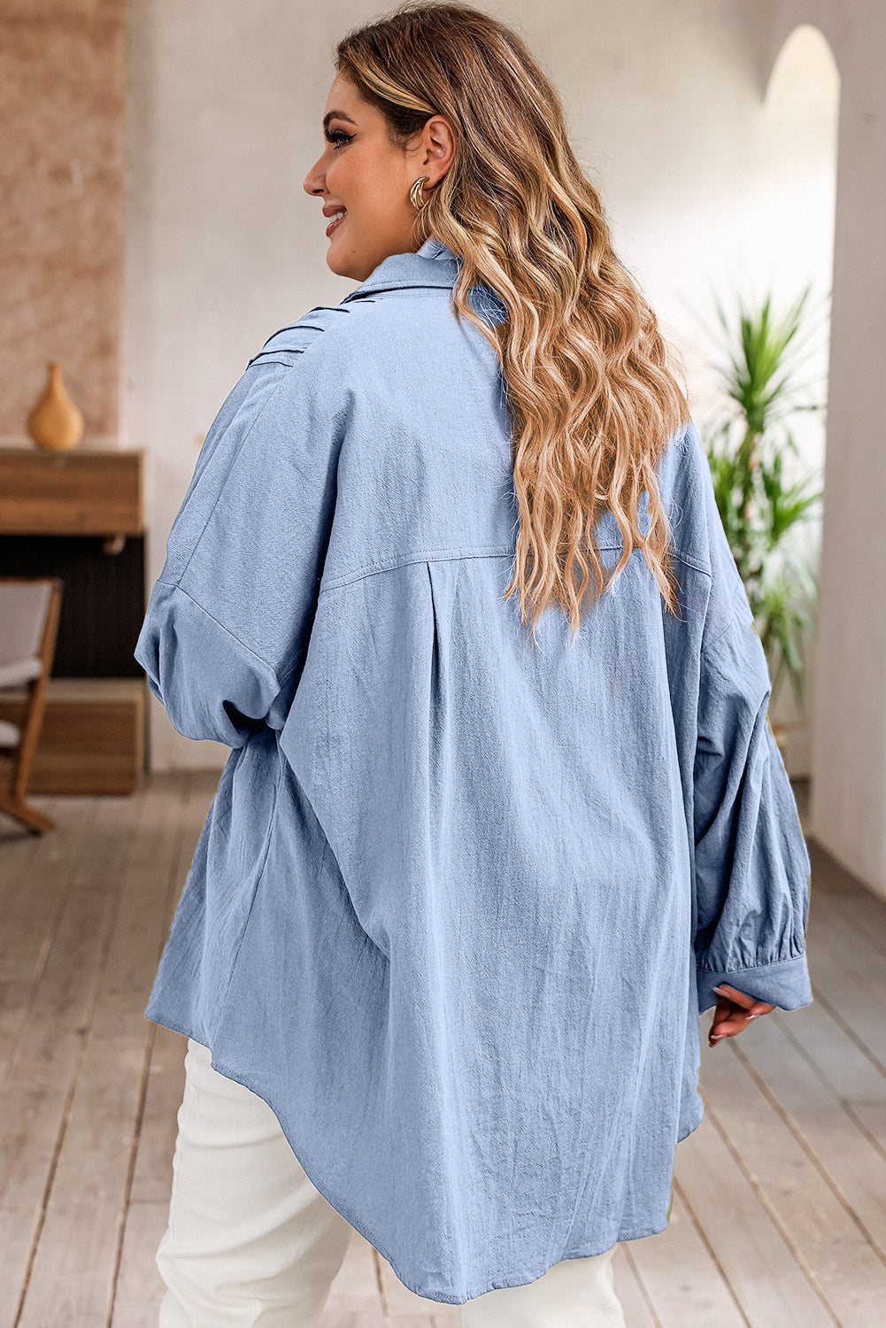 Chemise boutonnée à épaules tombantes grande taille