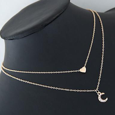 Collier à deux rangs avec lune et cœur 