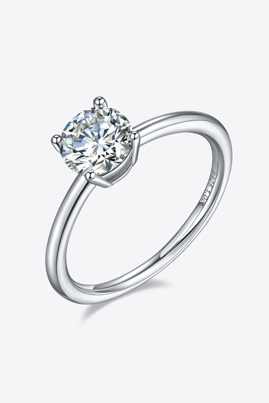 Bague solitaire en argent sterling 925 avec moissanite de 1 carat