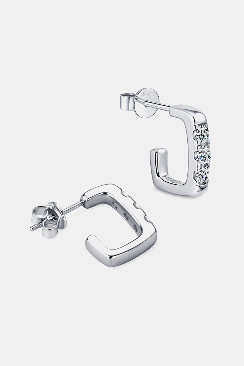 Boucles d'oreilles créoles géométriques en argent sterling 925 et moissanite