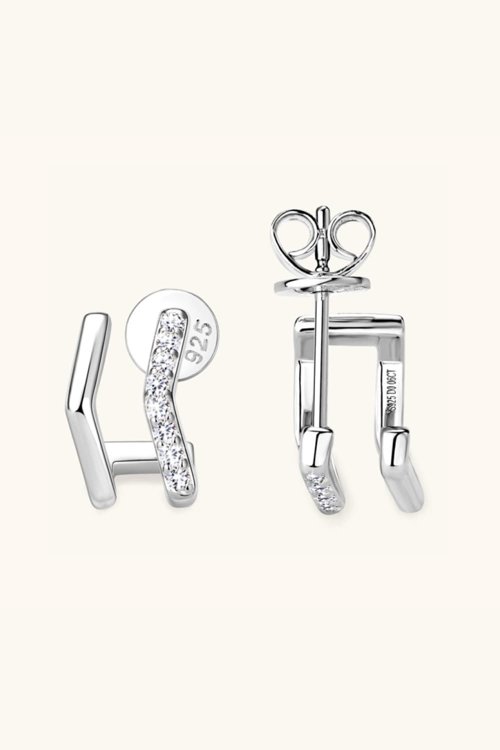 Boucles d'oreilles doubles en argent sterling 925 avec moissanite